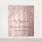 Roos Goud Glitter Roze Pensioenfeest Wandkleed (Voorkant)