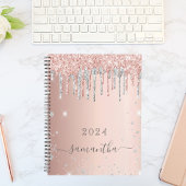 Roos goud glitter roze zilver monogram 2023 planner