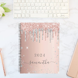 Roos goud glitter roze zilver monogram 2023 planner