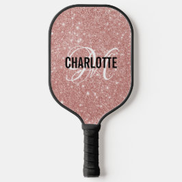 Roos goud glitter script monogram naam pickleball paddle