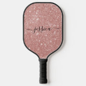 Roos goud glitter script name pickleball paddle (Voorkant)