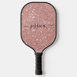 Roos goud glitter script name pickleball paddle