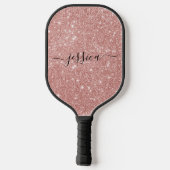 Roos goud glitter script name pickleball paddle (Achterkant)