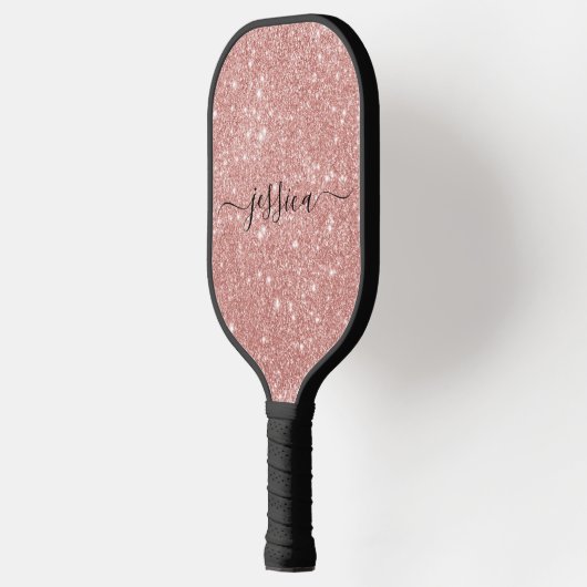 Roos goud glitter script name pickleball paddle (Links)