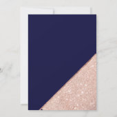 Roos goud glitter script navy blue save the date (Achterkant)
