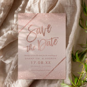Roos goud glitter script zwart roze, behalve de da save the date