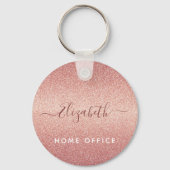 Roos goud glitter sparkle glazuur roze naam sleutelhanger (Voorkant)