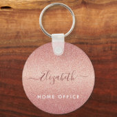 Roos goud glitter sparkle glazuur roze naam sleutelhanger (Voorkant)