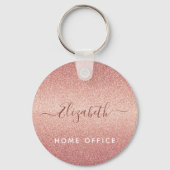 Roos goud glitter sparkle glazuur roze naam sleutelhanger (Achterkant)