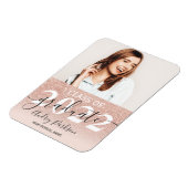 Roos goud glitter sparkles ombre foto afstuderen magneet (Linkerzijde)