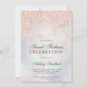 Roos goud glitter sparkles parelsnoer zoet 16 kaart (Voorkant)