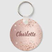 Roos goud glitter stofmonogram sleutelhanger (Voorkant)