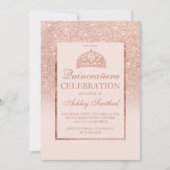 Roos goud glitter tiara elegant chic Quinceañera I Kaart (Voorkant)