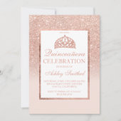 Roos goud glitter tiara elegant chic Quinceañera Kaart (Voorkant)