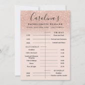 roos goud glitter tijdlijn bachelorette weekend kaart (Voorkant)
