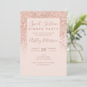 Roos goud glitter typografie zwart roze Sweet 16 Kaart (Staand voorkant)
