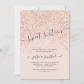 Roos goud glitter typografie zwart roze Sweet 16 Kaart (Voorkant)
