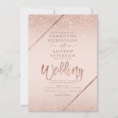 Roos goud glitter typografie zwart-wit kaart (Voorkant)