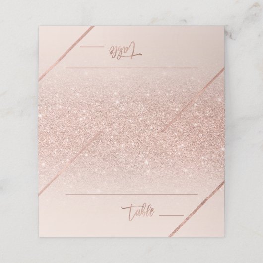 Roos goud glitter typografie zwart-wit plaatskaartje (Buitenkant ongevouwen)