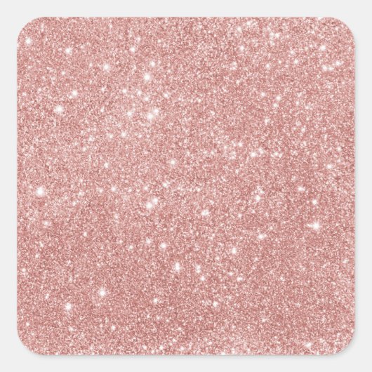 Roos goud Glitter Vierkante Sticker (Voorkant)