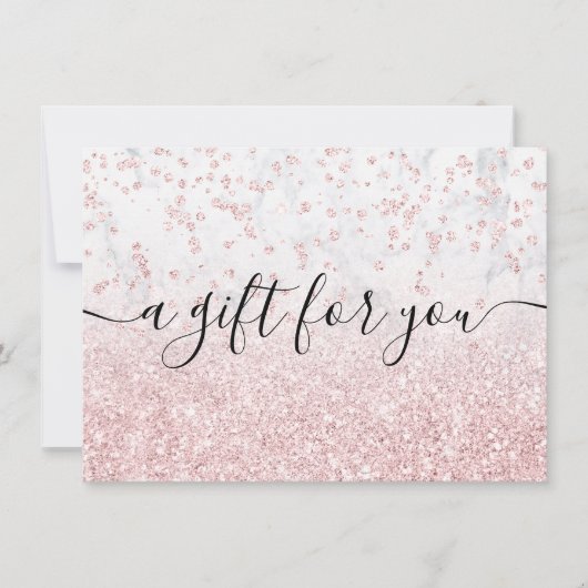 roos goud glitter white marble gift certificate (Voorkant)