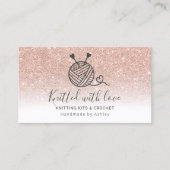 Roos goud glitter wit breien handbediend visitekaartje (Voorkant)