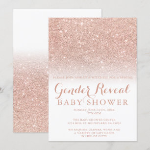 Roos goud glitter wit geslacht onthullen baby kaart