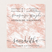 roos goud glitter wit marmer oognazorg visitekaartje (Buitenkant ongevouwen)