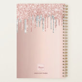 Roos goud glitter zilverroze monogram luxe 2021 planner (Achterkant)