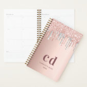 Roos goud glitter zilverroze monogram luxe 2021 planner (Display)
