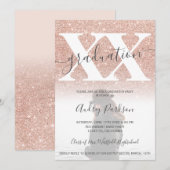 Roos goud glitter zwart roze afstuderen foto kaart (Voorkant / Achterkant)