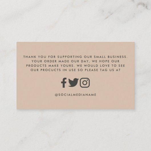 Roos goud glitter zwart roze modern bedankt roze visitekaartje (Achterkant)