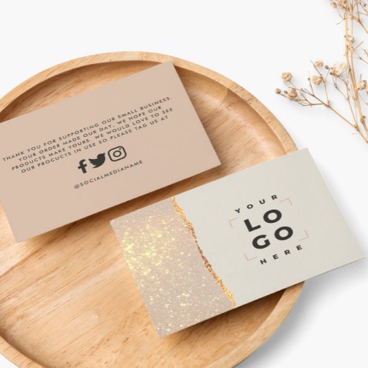 Roos goud glitter zwart roze modern bedankt roze visitekaartje