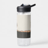 Roos goud glitter zwart roze modern monogram waterfles (Links)