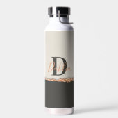 Roos goud glitter zwart roze modern monogram waterfles (Links)