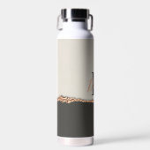 Roos goud glitter zwart roze modern monogram waterfles (Voorkant)