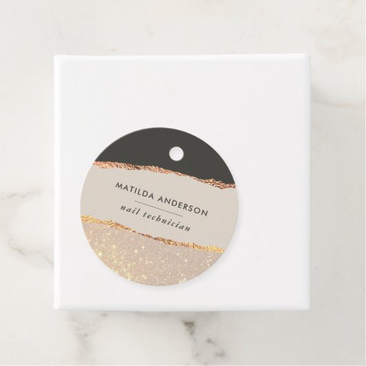 Roos goud glitter zwart roze moderne elegante begr bedankjes labels (In situ)