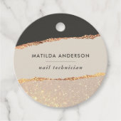 Roos goud glitter zwart roze moderne elegante begr bedankjes labels (Voorkant)