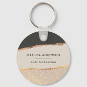 Roos goud glitter zwart roze moderne elegante begr sleutelhanger (Voorkant)