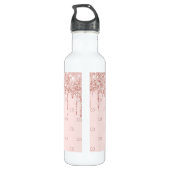 Roos goud glitter zwart roze monogram initiaal waterfles (Achterkant)