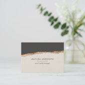 Roos goud glitter zwarte crème moderne vierkante b visitekaartje (Staand voorkant)