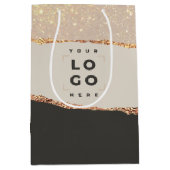 Roos goud glitter zwarte moderne elegante budgetta medium cadeauzakje (Voorkant)