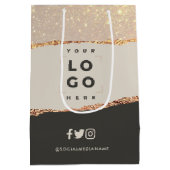 Roos goud glitter zwarte moderne elegante budgetta medium cadeauzakje (Achterkant)