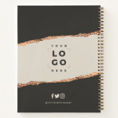 Roos goud glitter zwarte moderne elegante budgetta notitieboek (Achterkant)