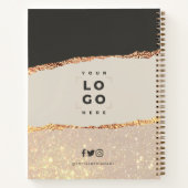 Roos goud glitter zwarte moderne elegante budgetta notitieboek (Achterkant)