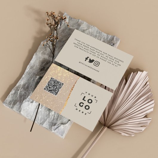 Roos goud glitter zwarte roze moderne dank voor QR Visitekaartje