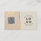 Roos goud glitter zwarte roze moderne dank voor QR Visitekaartje (Voorkant)