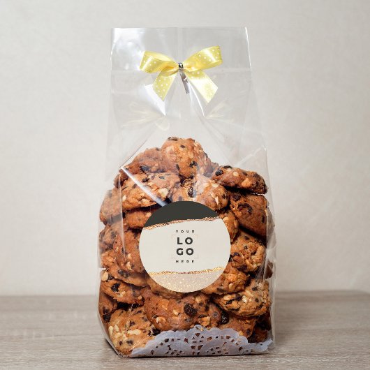 Roos goud glitter zwarte roze moderne logo ronde sticker