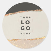 Roos goud glitter zwarte roze moderne logo ronde sticker (Voorkant)