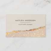 Roos goud glitter zwarte roze moderne vierkante bu visitekaartje (Voorkant)